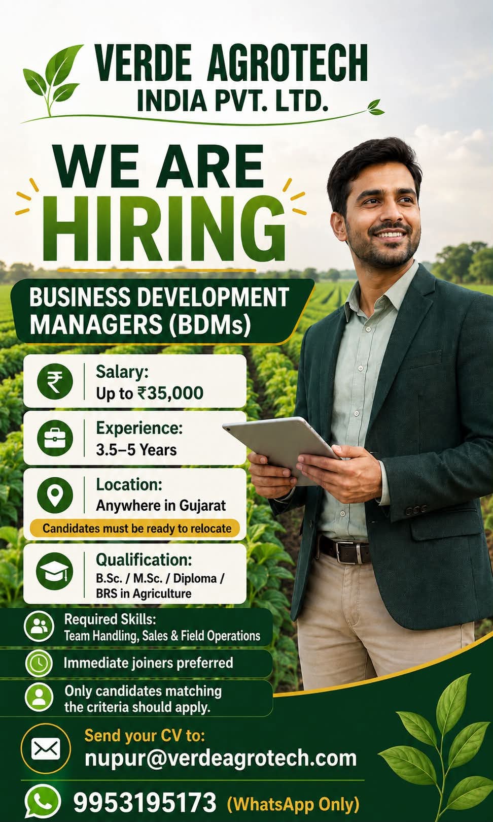 RECRUITMENT FOR AGRICULTURE STUDENT 